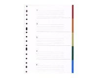 Separadores de polipropileno Folio 5 divisiones de colores