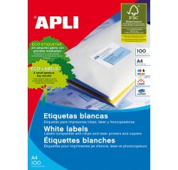 Etiquetas para impresora 52,5 x 29,7 mm Apli 1286- Caja 100 Hojas