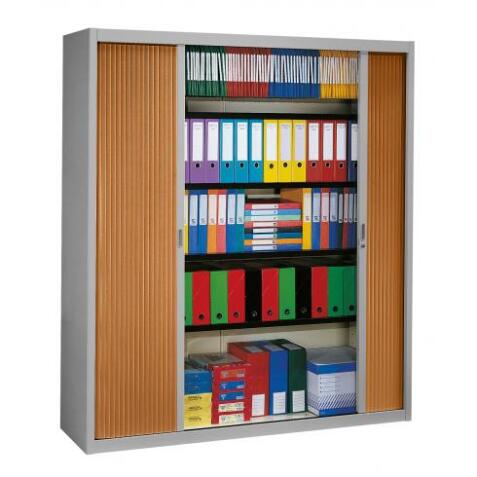 Armoire haute à rideaux démontables décor bois Largeurs spécifiques 200 x 180 cm corps aluminium