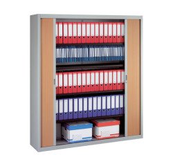 Armoire haute à rideaux démontables décor bois Largeurs spécifiques 200 x 180 cm aluminium-hêtre