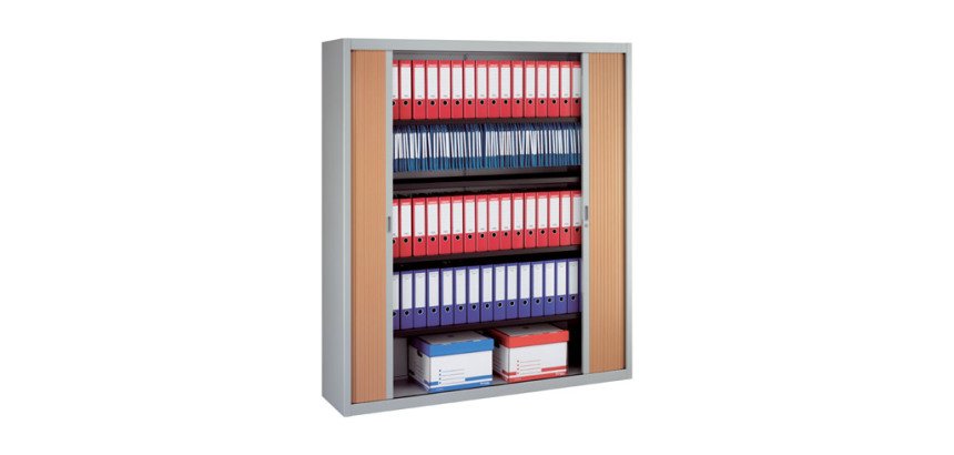 Armoire haute à rideaux démontables décor bois Largeurs spécifiques 200 x 180 cm corps aluminium