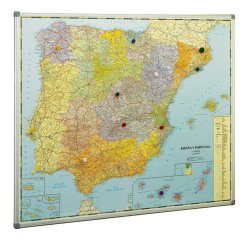 Mapa de España y Portugal enmarcado.