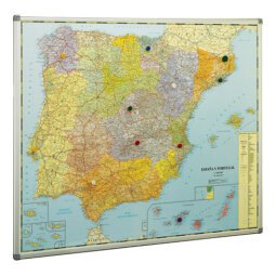 Mapa de España y Portugal enmarcado.