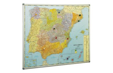 Mapa de España y Portugal enmarcado.