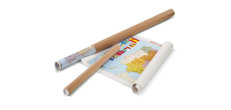 Mapa de España y Portugal enrollado.