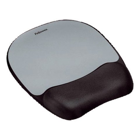Alfombrilla con reposamuñecas Espuma Memory Foam Fellowes plata / negro