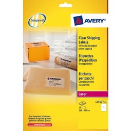 Pack von 25 Adressetiketten Avery L 7567 199,6 x 289,1 mm für Laserdrucker