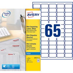 Package of 1625 address labels Avery J 8551 38,1 x 21,2 mm for inkjet printer