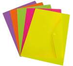 Sobres de polipropileno Fluorescentes cierre clip Folio Paquete de 12