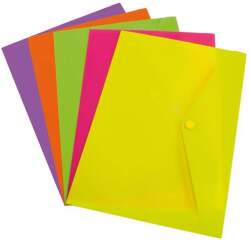 Sobres de polipropileno Fluorescentes cierre clip Folio Paquete de 12