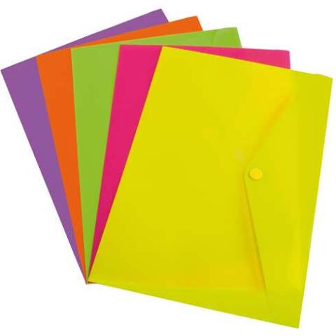 Sobres de polipropileno Fluorescentes cierre clip Folio Paquete de 12 Verde