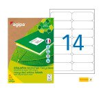Etiquette adresse jet d'encre et laser recyclée 99,1 x 38,1 mm Agipa 101196 blanche - Boîte de 1400