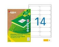 Etiquette adresse jet d'encre et laser recyclée 99,1 x 38,1 mm Agipa 101196 blanche - Boîte de 1400