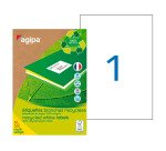 Etiquette expédition jet d'encre et laser recyclée 210 x 297 mm Agipa 101195 blanche - Boîte de 100