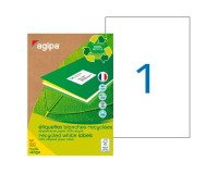 Etiquette expédition jet d'encre et laser recyclée 210 x 297 mm Agipa 101195 blanche - Boîte de 100