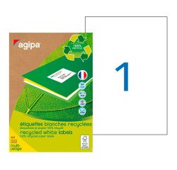 Etiquette expédition jet d'encre et laser recyclée 210 x 297 mm Agipa 101195 blanche - Boîte de 100