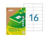 Etiquette adresse jet d'encre et laser recyclée 105 x 37 mm Agipa 101190 blanche - Boîte de 1600