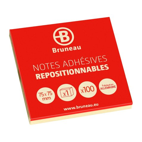 Yellow repositionable notes Bruneau - 1 block of 100 sheets