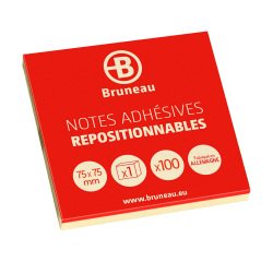 Notes repositionnables jaunes Bruneau - 1 bloc de 100 feuilles