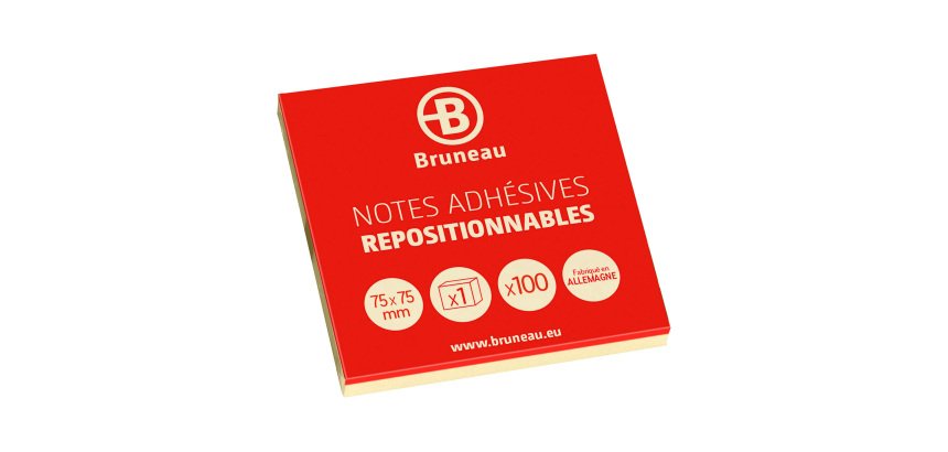 Notas adhesivas amarillas Bruneau - bloc de 100 hojas