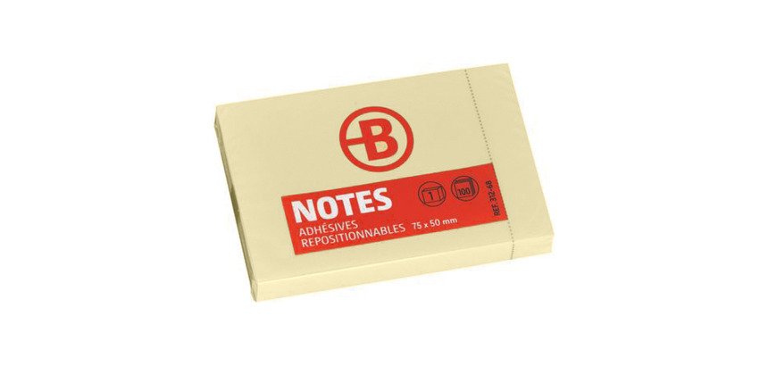 Blocco appunti 50x75 mm riposizionabili giallo 100ff Bruneau