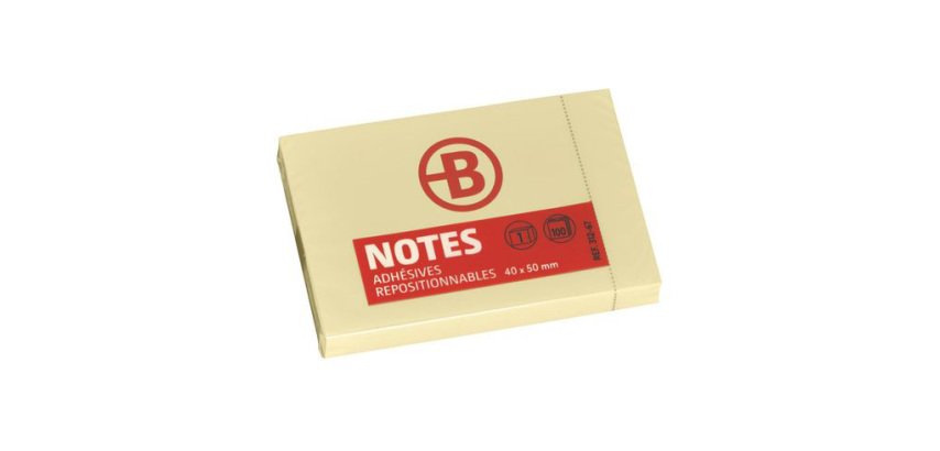 Notes repositionnables jaunes Bruneau - 1 bloc de 100 feuilles
