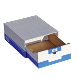 Boîte à archives A4 blanche-bleue avec tiroir - Lot de 10