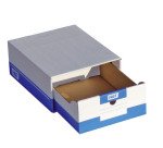 Boîte à archives A4 blanche-bleue avec tiroir - Lot de 10
