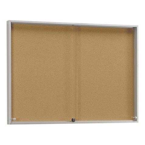 Vitrine d'intérieur portes coulissantes fond liège H 98 x L 198 cm - 27 feuilles A4
