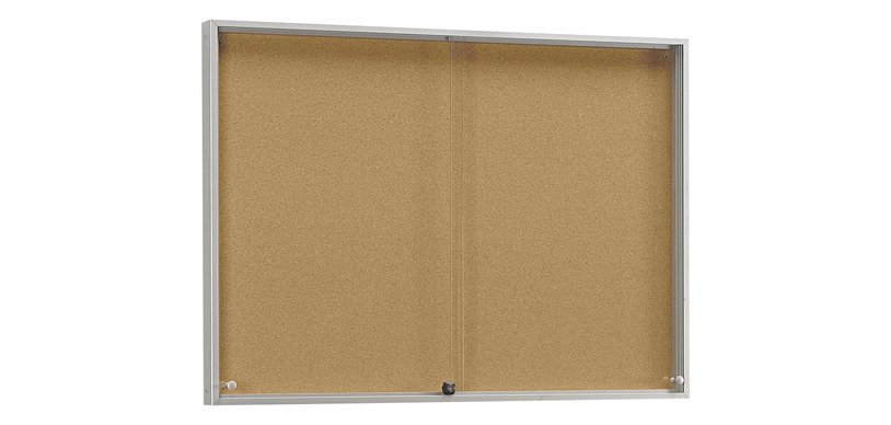 Vitrine d'intérieur portes coulissantes fond liège H 98 x L 198 cm - 27 feuilles A4