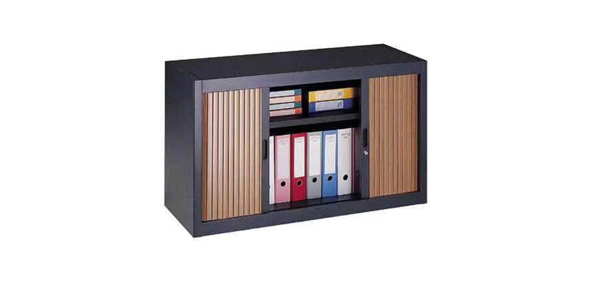 Armoire basse à rideaux démontables Décor 70 x 120 cm corps anthracite