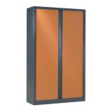 Armoire haute à rideaux monoblocs Eco-conçues 198 x 120 cm corps anthracite