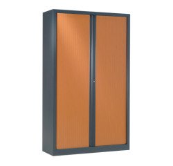 Armoire haute à rideaux monoblocs Eco-conçues 198 x 120 cm corps anthracite
