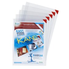 Fundas Adhesivas Kang Easy A4 - Paquete de 5 colores rojo