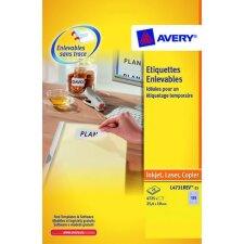 Pack 4725 herabnehmbare Etikette Avery L 4731 25,4 x 10 mm für Laserdrucker