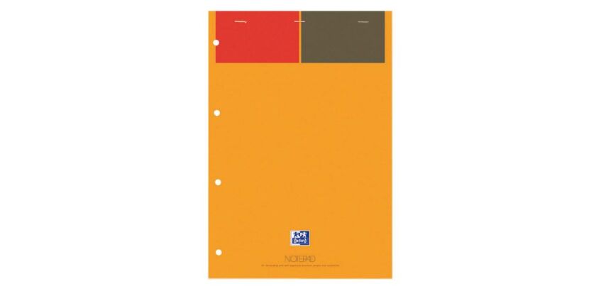 Bloc bureau Oxford Notepad A4 21 x 29,7 cm perforé 4 trous blanc ligné 80 feuilles