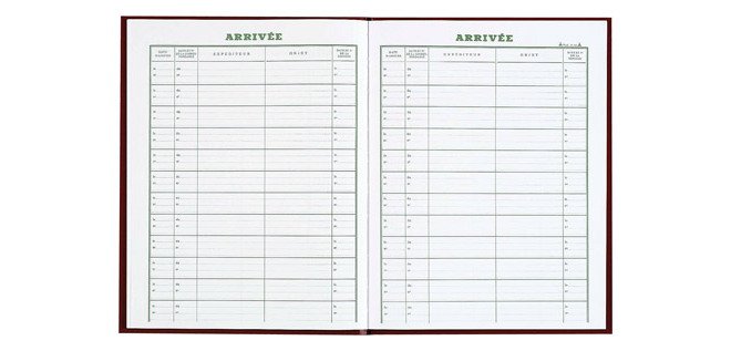 Registre imprime courrier arrivée Le Dauphin 41145, 24 x 32 cm - 160 pages
