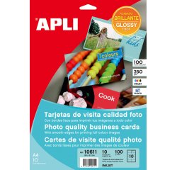 Paquete de 100 tarjetas de visita 89 x 51 mm Apli 10611