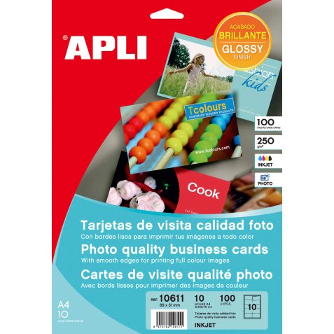 Paquete de 100 tarjetas de visita 89 x 51 mm Apli 10611