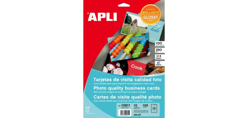 Paquete de 100 tarjetas de visita 89 x 51 mm Apli 10611