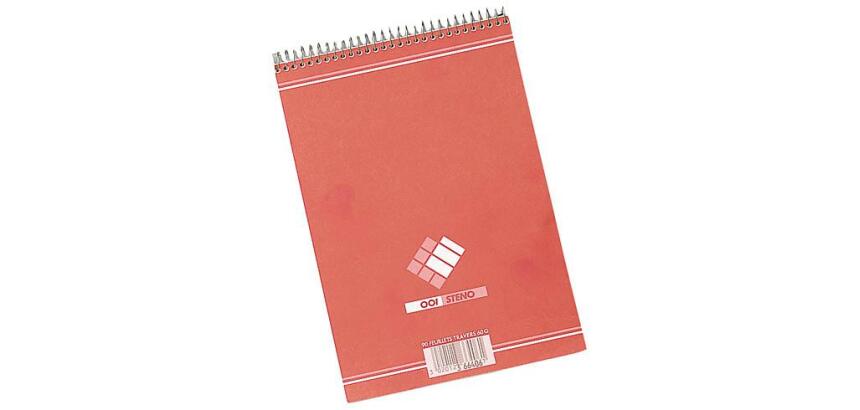 Bloc spirales sténo A5 14,8 x 21 cm blanc ligné 90 feuilles