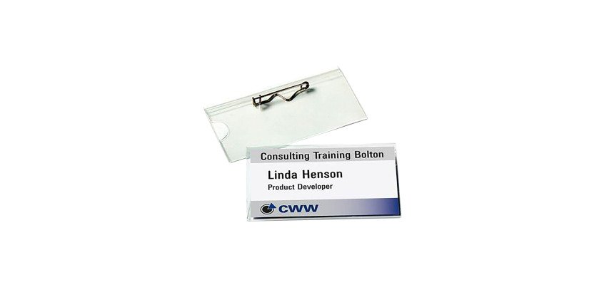 Badge Avery à épingle 40 x 75 mm - Boîte de 100