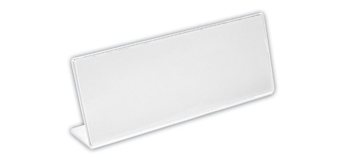 Plastic nameplate in L-shape size 180 x 65 mm.