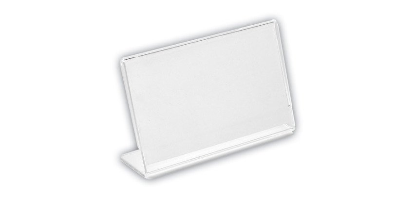Chevalet porte-nom en L plastique 55 x 90 mm