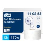 Papier toilette Mini Jumbo double épaisseur Tork Premium - Carton 12 rouleaux 170 m