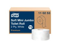 Papier toilette Mini Jumbo double épaisseur Tork T2 Premium - 12 rouleaux de 170 m
