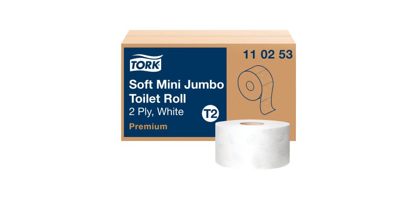 Toilet paper Mini Jumbo double thickness Tork T2 Premium - Box of 12 rolls 170 m