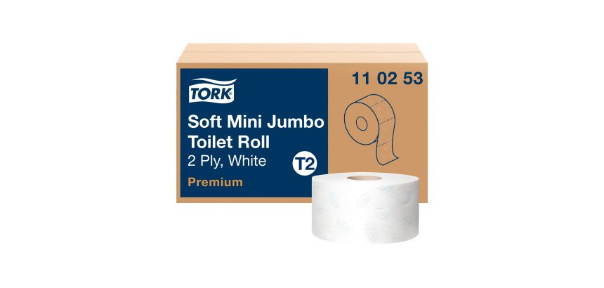 Toiletpapier Mini Jumbo dubbele dikte Tork T2 Premium - Doos van 12 rollen 170 m