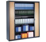 Armoire haute à rideaux démontables décor bois Largeurs spécifiques 200 x 180 cm corps anthracite