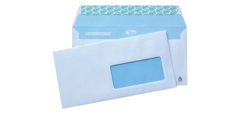 Sobres 115 x 225 mm 90 g con ventana derecha Sam - Caja de 500